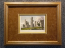 1829 год. Гравюра, пейзаж, акварель РУИНЫ ЗАМКА в раме