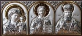 Триптих дорожный, серебро/позолота,лучший подарок автомобилисту и тем кто в пути.